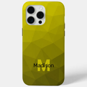 Geel donkere ombre geometrisch mesh patroon Monogr iPhone 15 Pro Max Hoesje