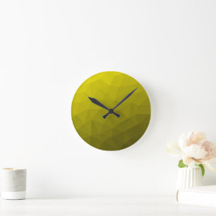 Geel donkere ombre-gradiënt geometrisch mesh-patro ronde klok