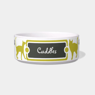 Geel & Donkere Poot Print Kitty Cat Pet Bowl Voerbakje