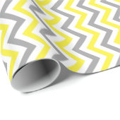 Geel, Donkergrijs Wit Groot Chevron ZigZag Patroon Cadeaupapier (Rol Hoek)