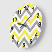 Geel, Donkergrijs Wit Groot Chevron ZigZag Patroon Grote Klok (Hoek)