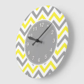 Geel, donkergrijs wit groot Chevron ZigZag patroon Grote Klok (Hoek)