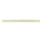 Geel, donkergrijs wit groot Chevron ZigZag patroon Satijnen Lint (Voorkant)