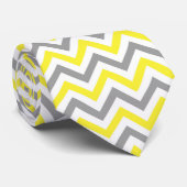 Geel, donkergrijs wit groot Chevron ZigZag patroon Stropdas (Opgerold)