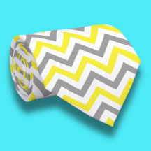 Geel, donkergrijs wit groot Chevron ZigZag patroon