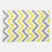 Geel, Donkergrijs Wit Groot Chevron ZigZag Patroon Theedoek (Horizontaal)
