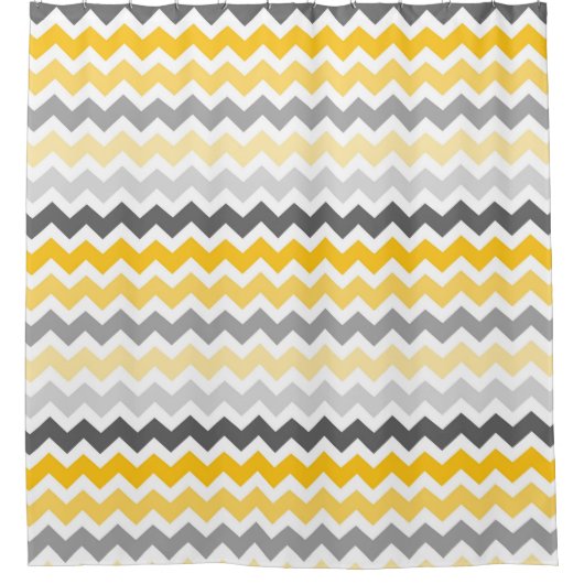Geel donkergrijze Chevron Stripes Showgordijn Douchegordijn (Voorkant)
