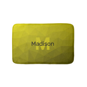 Geel donkerombre geometrisch maaspatroon Monogram Badmat