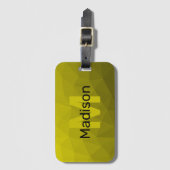 Geel donkerombre geometrisch maaspatroon Monogram Bagagelabel (Voorkant (verticaal))