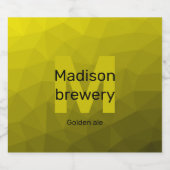 Geel donkerombre geometrisch maaspatroon Monogram Bier Etiket (Enkel label)