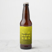 Geel donkerombre geometrisch maaspatroon Monogram Bier Etiket (Voorkant)