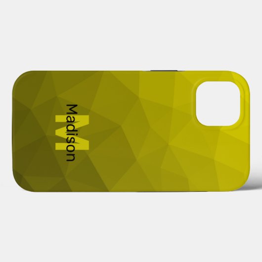 Geel donkerombre geometrisch maaspatroon Monogram Case-Mate iPhone Case (Achterkant (horizontaal))