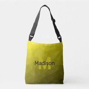 Geel donkerombre geometrisch maaspatroon Monogram Crossbody Tas