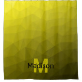 Geel donkerombre geometrisch maaspatroon Monogram Douchegordijn (Voorkant)