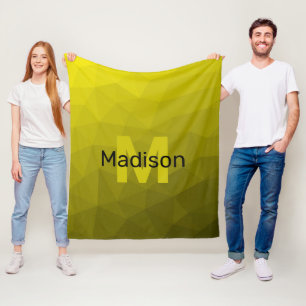 Geel donkerombre geometrisch maaspatroon Monogram Fleece Deken