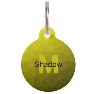 Geel donkerombre geometrisch maaspatroon Monogram Huisdierpenning