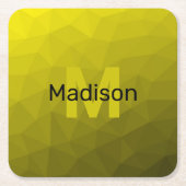 Geel donkerombre geometrisch maaspatroon Monogram Kartonnen Onderzetters (Voorkant)