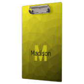 Geel donkerombre geometrisch maaspatroon Monogram Klembord (Links)