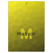 Geel donkerombre geometrisch maaspatroon Monogram Klembord (Achterkant)