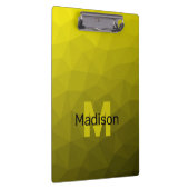 Geel donkerombre geometrisch maaspatroon Monogram Klembord (Rechts)