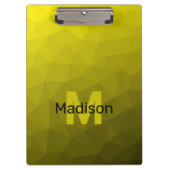 Geel donkerombre geometrisch maaspatroon Monogram Klembord (Voorkant)