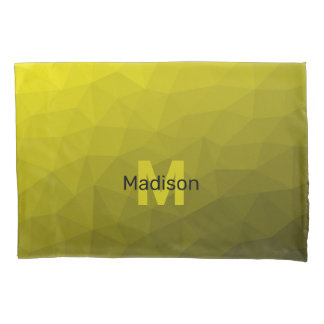 Geel donkerombre geometrisch maaspatroon Monogram Kussensloop