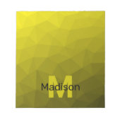 Geel donkerombre geometrisch maaspatroon Monogram Notitieblok (Voorkant)