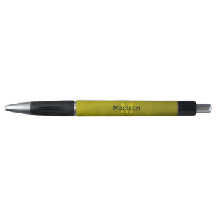 Geel donkerombre geometrisch maaspatroon Monogram Pen
