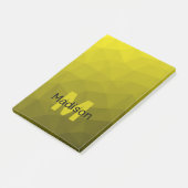 Geel donkerombre geometrisch maaspatroon Monogram Post-it® Notes (Schuin)