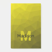 Geel donkerombre geometrisch maaspatroon Monogram Post-it® Notes (Voorkant)