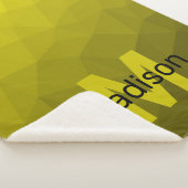 Geel donkerombre geometrisch maaspatroon Monogram Sherpa Deken (3/4)