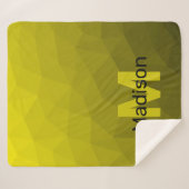 Geel donkerombre geometrisch maaspatroon Monogram Sherpa Deken (Voorkant (horizontaal))