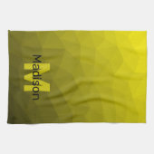 Geel donkerombre geometrisch maaspatroon Monogram Theedoek (Horizontaal)