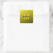 Geel donkerombre geometrisch maaspatroon Monogram Vierkante Sticker (Tas)