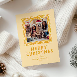 Geel Doodle Fotolijst Kerstmis Feestdagenkaart