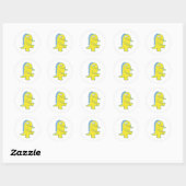geel driekleurig dinomonster ronde sticker (Vel)