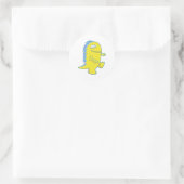 geel driekleurig dinomonster ronde sticker (Tas)
