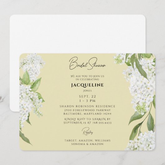 Geel Dripping Wit Hydrangeas Vrijgezellenfeest Kaart (Voorkant / Achterkant)