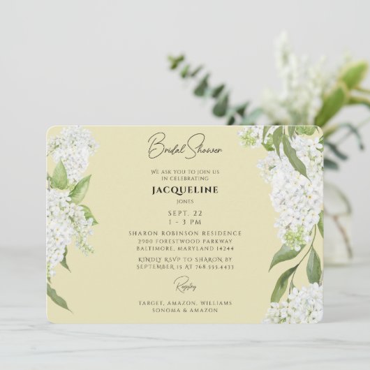 Geel Dripping Wit Hydrangeas Vrijgezellenfeest Kaart (Staand voorkant)