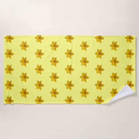 Geel drol ventilator naadloos patroon op strandlaken (Voorkant)