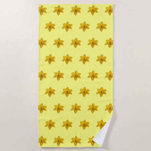 Geel drol ventilator naadloos patroon op strandlaken (Voorkant)