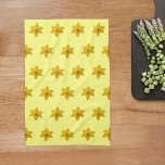 Geel drol ventilator naadloos patroon op theedoek<br><div class="desc">Naadloos patroon van gele Daffodilbloem,  bedrukt op keukenhanddoek. Keukenhanddoeken voor bloemenontwerp,  voor de liefhebbers van bloemen of natuur.</div>