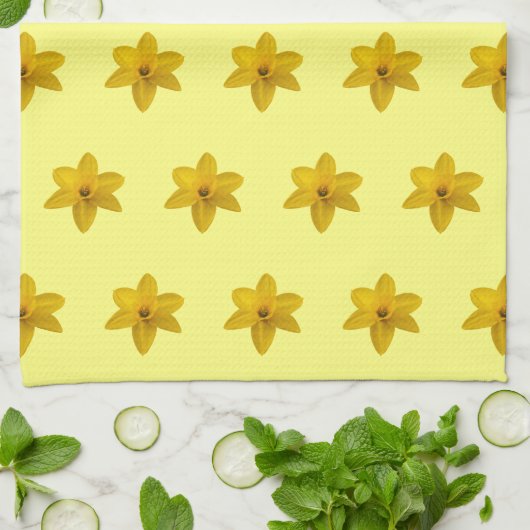 Geel drol ventilator naadloos patroon op theedoek (Gevouwen)