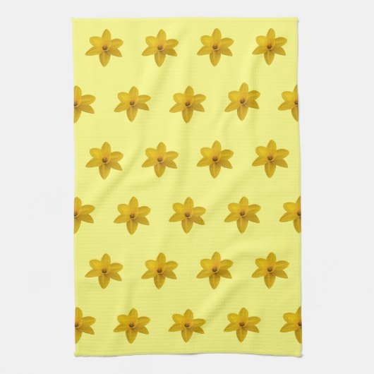 Geel drol ventilator naadloos patroon op theedoek (Verticaal)