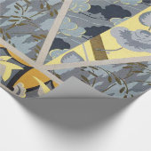 GEEL DRUKSTROMEN VOOR BLAUW, BUTTERFLIES, PLANTAAR CADEAUPAPIER (Hoek)