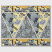 GEEL DRUKSTROMEN VOOR BLAUW, BUTTERFLIES, PLANTAAR CADEAUPAPIER (Vlak)