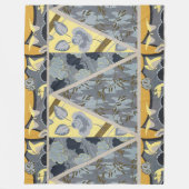 GEEL DRUKSTROMEN VOOR BLAUW, BUTTERFLIES, PLANTAAR FLEECE DEKEN (Voorkant)