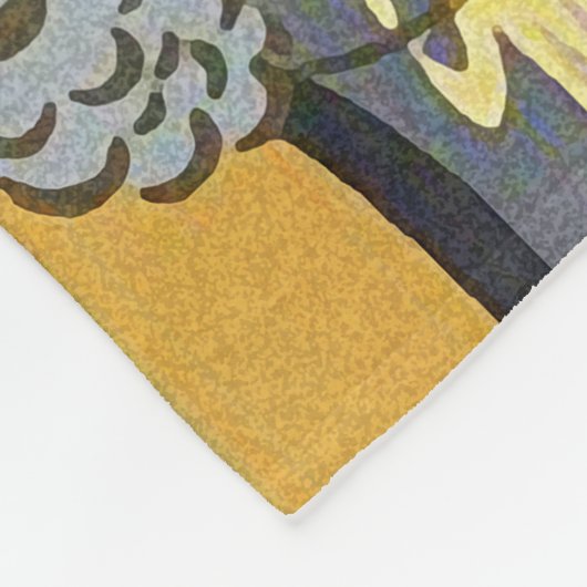 GEEL DRUKSTROMEN VOOR BLAUW, BUTTERFLIES, PLANTAAR FLEECE DEKEN (Hoek)