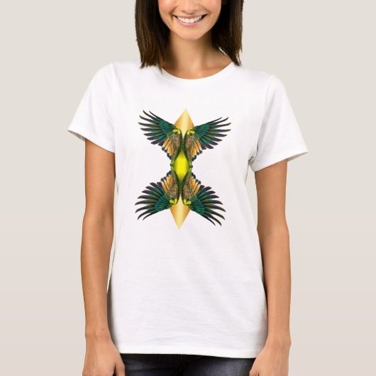 Geel Dubbele Vleugels Diamond Design T-shirt (Voorkant)
