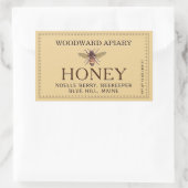 Geel dubbelgrenshoningetiket met Honingbij Rechthoekige Sticker (Tas)